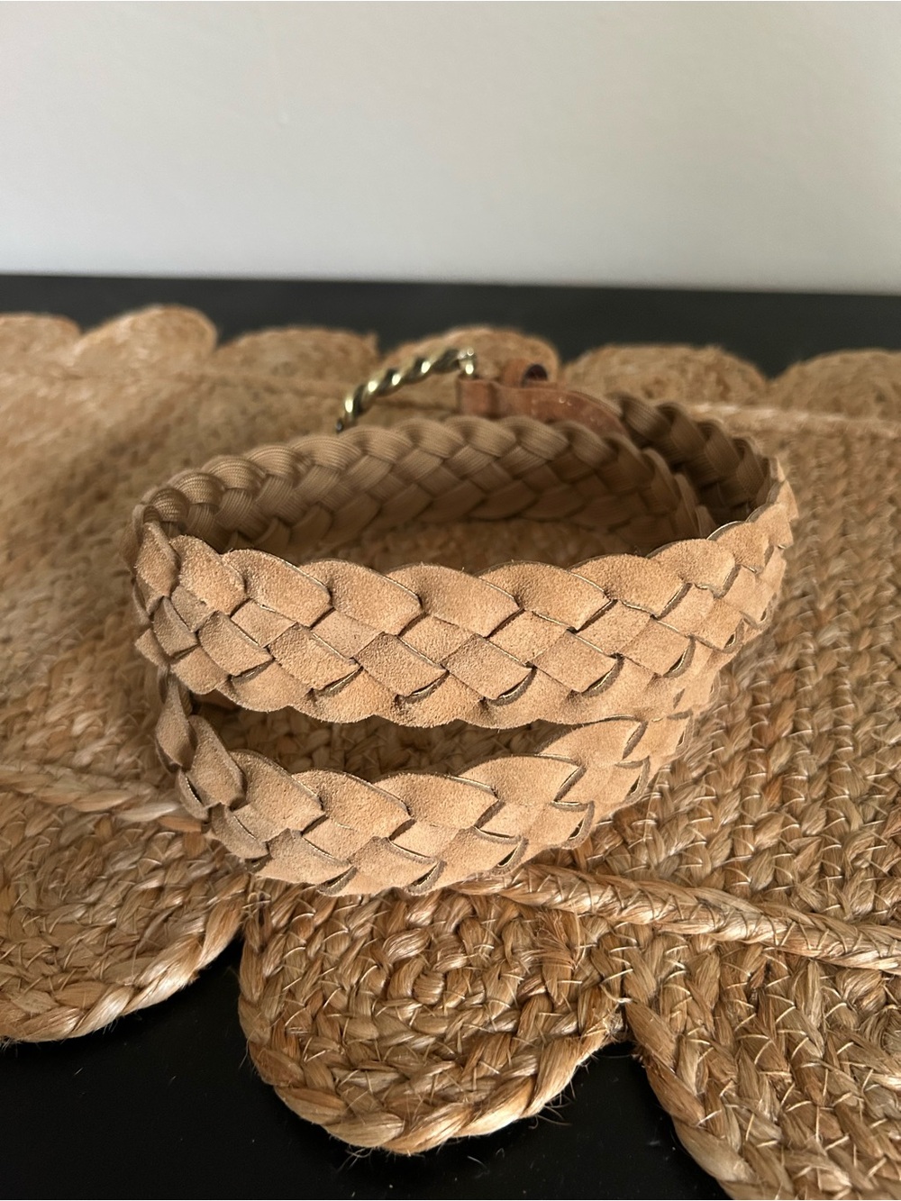 Alero Sport Milano Camel Woven Italian Suede Brass Buckle Belt XS/S Equestrian - Picture 7 of 8
